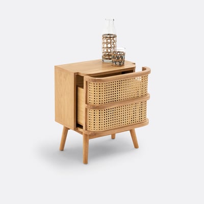Nachttisch Laora mit 1 Rattanschublade LA REDOUTE INTERIEURS