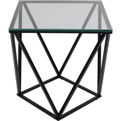 Table d'appoint en verre et acier, CRISTALLO KARE DESIGN