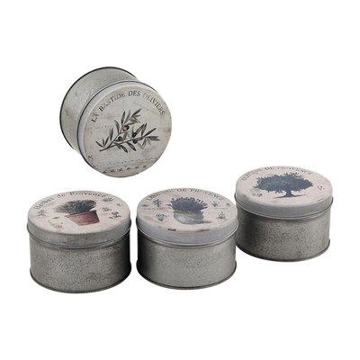 Boites rondes en métal vieilli Provence (lot de 4) Lot de 4 AUBRY GASPARD