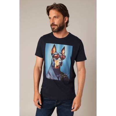 T-shirt 100% coton avec imprimé original d'un chien en costume et lunettes MONBO DEELUXE
