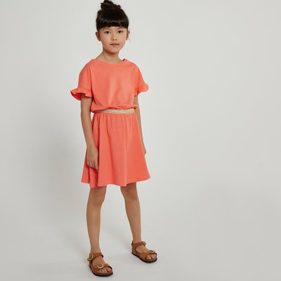 Cotton Dress with Short Ruffled Sleeves LA REDOUTE COLLECTIONS