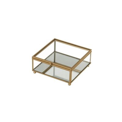 Boîte à Bijoux en Métal Doré et Verre -13.5x14x6cm WADIGA