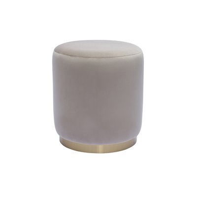 Pouf rond en velours rouge tomette et métal doré D40 cm AMAYA MILIBOO