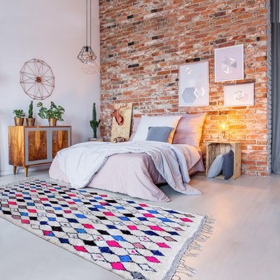 Authentique tapis berbère fait à la main en laine motif ethnic AZILAL 10 UN AMOUR DE TAPIS