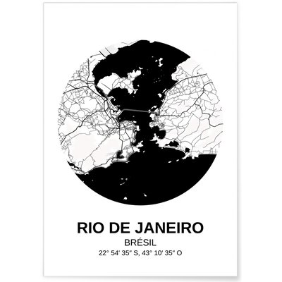 Affiche Carte Rio de Janeiro L'AFFICHERIE