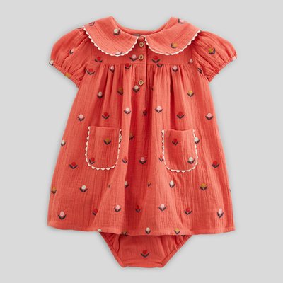 Robe avec bloomer brodés en gaze de coton BIO GOTS BOUT'CHOU