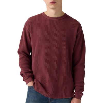 T-shirt en coton bordeaux à coupe droite pourvu de manches longues LEVI'S