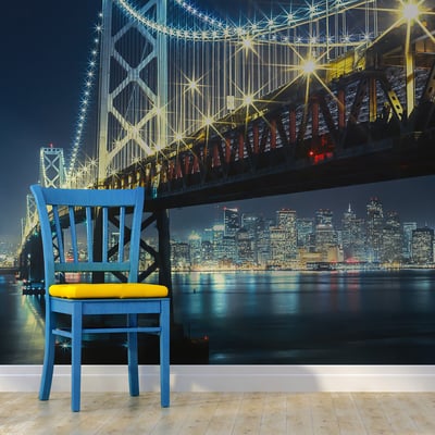 Papier peint intissé panoramique Ville et Architecture Bay Bridge at night EDEN