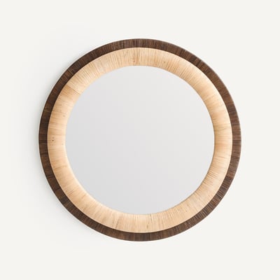 Runder Spiegel MAE aus zweifarbigem Rattan, Durchmesser 91 cm AM.PM