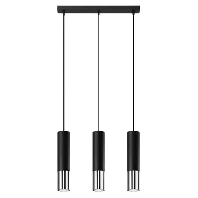 Suspension Acier Noir/Chromé GU10 3 Loopez Line EDEN