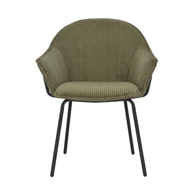 Chaise accoudoirs velours côtelé à grosses côtes marron ZAGO