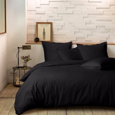 Parure housse de couette 100%percale de coton 80 fils/cm2-unie C DESIGN HOME TEXTILE