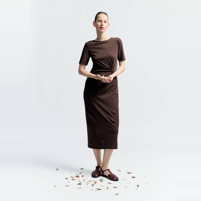 Robe à manches courtes noeud à la taille, en coton BIO GOTS MONOPRIX