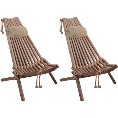 Chilienne en bois EcoChair avec coussin (Lot de 2) JARDINDECO