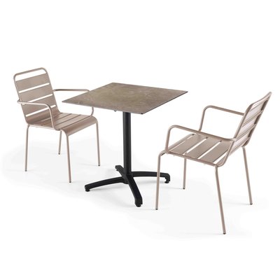 Table inclinable en HPL avec fauteuils en métal, OPERA OVIALA