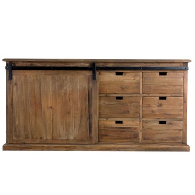 Buffet en bois recyclé, 6 tiroirs et 1 porte coulissante - SARI RENDEZ-VOUS DÉCO