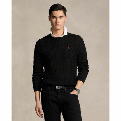 Pullover, runder Ausschnitt, Zopfstrick aus Baumwolle POLO RALPH LAUREN