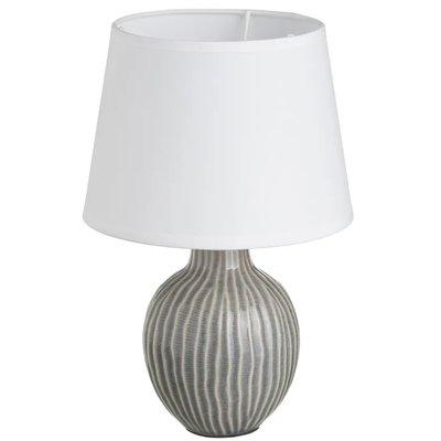 Lampe à poser céramique grise et abat jour blanc 18x18x28cm WADIGA