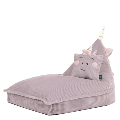 Pouf chauffeuse animal avec coussin licorne pour enfant en velours côtelé Oeko-Tex® lilas ICON