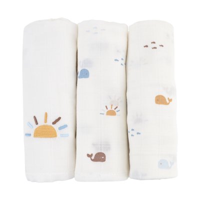 Lot de 3 langes coton bio MALO LITTLE CREVETTE