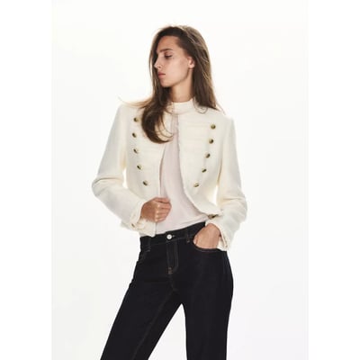 Veste en tweed avec brandebourgs décoratifs MANGO