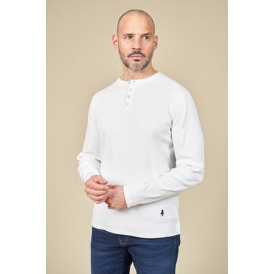 T-shirt uni manche longue col tunisien MCS