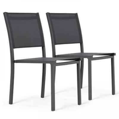 Lot de 2 chaises d'extérieur en aluminium et textilène, NICE OVIALA