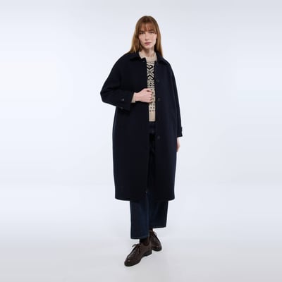 Manteau long uni contenant de la laine MONOPRIX