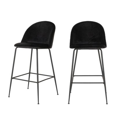 Lot de 2 chaises de bar en velours et métal H77cm - Lausanne HOUSE NORDIC