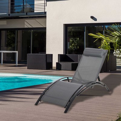 Bain de soleil design contemporain inclinable tétière OUTSUNNY