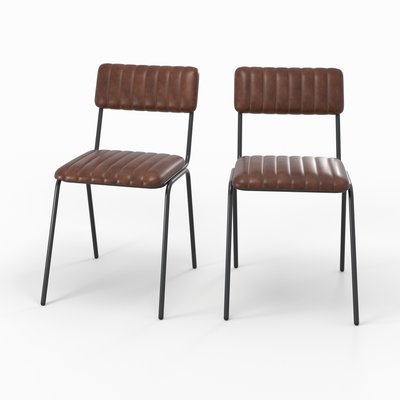 Lot de 2 chaises en cuir de buffle - ARSÈNE RENDEZ-VOUS DÉCO