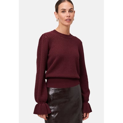 Pull Femme Col à Volants Et Nœud - Taille S - Couleur Beige - Manches Longues - Neuf Sans étiquettes