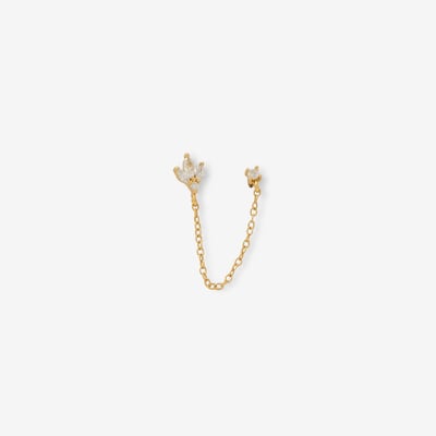 Puces d'oreilles à chaîne avec zircon, en argent 925 garanti doré à l'or fin BALABOOSTE