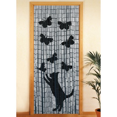 Rideau De Porte Chat Et Papillon - Bambou WENKO