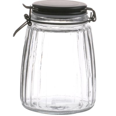 Bocal cuisine hermétique en verre couvercle clip noir 1.5L WADIGA