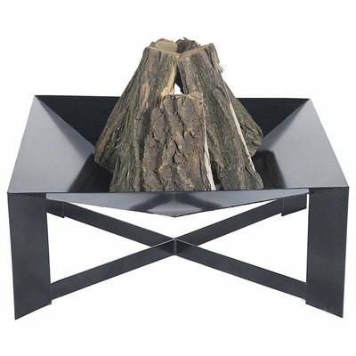 Brasero en acier pieds croisés design Peint noir JARDINDECO