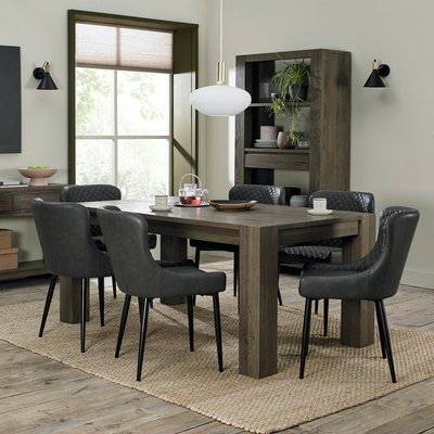 Table à manger 6 personnes en chêne fumé ALLEN PIER IMPORT