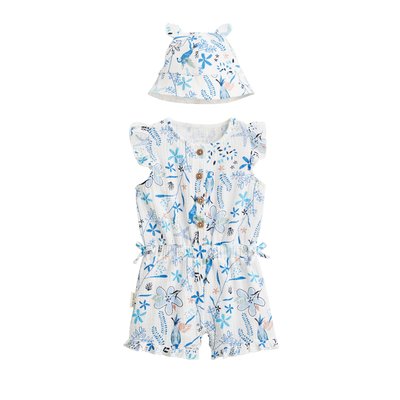 Combishort bébé + chapeau en gaze de coton OCÉAN PETIT BEGUIN