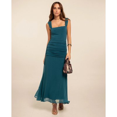Robe midi de avec corps drapé et jupe en mousseline THE-ARE