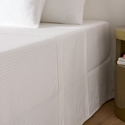 Drap plat uni en satin de coton, Opale rayé LA REDOUTE INTERIEURS