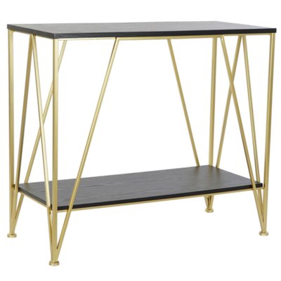Console métal doré et plateaux bois noir - 81.5x36x71.5cm WADIGA