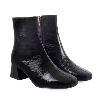 Bottines moyen talon carré Diane cuir vernis JULES & JENN