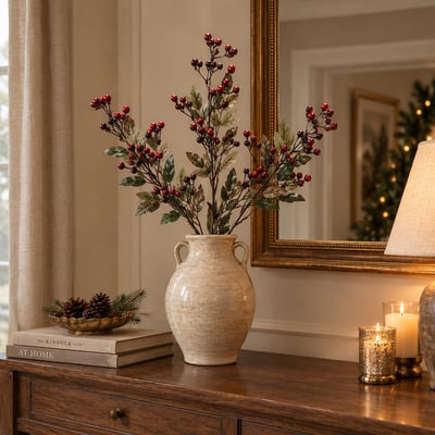 Set of 3 62cm Heritage Noel Mixed Red Berries Stems SO'HOME