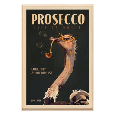 Tableau Mural Encadré Autruche Prosecco Vintage ANIMAUX HUMANISÉS CEANOTHE