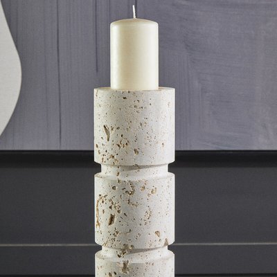 32cm Tibor Travertine Candle Holder SO'HOME