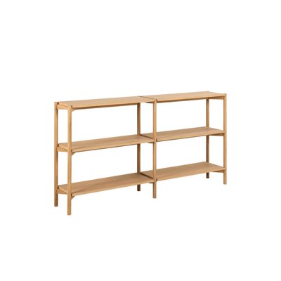 Bibliothèque basse scandinave en chêne clair 4 tablettes - BRENDA HELLIN, DEPUIS 1862
