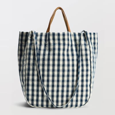 Cabas vichy porté travers bi-matière MONOPRIX