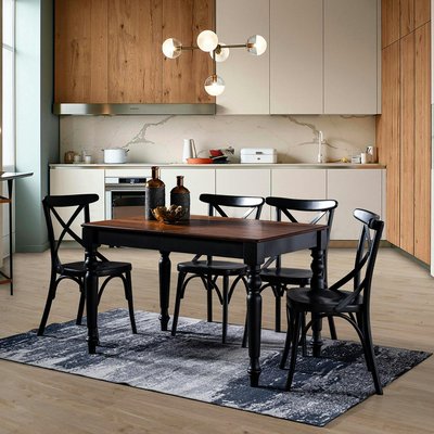 Ensemble salle à manger classique - bois foncé (5 pièces) TENA PIER IMPORT