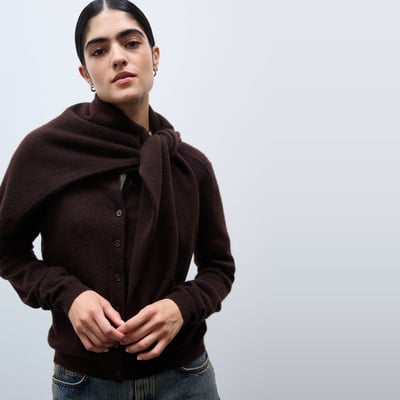 Cardigan uni col rond en 100% cachemire MONOPRIX