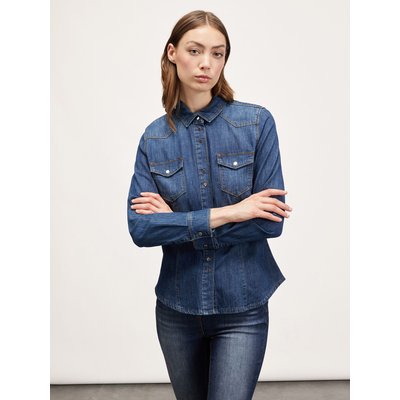Chemise en jean bleu fonce femme La Redoute